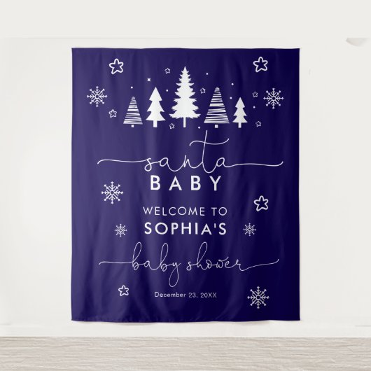 Minimalistisch kerst Baby shower Wandkleed (Voorkant)