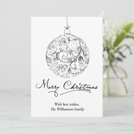 Minimalistisch kerst Bauble Feestdagenkaart (Staand voorkant)