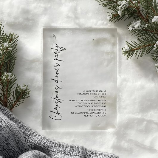 Minimalistisch Kerst Dinnerfeest Modern Acryl Uitnodigingen