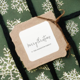 Minimalistisch kerst met kerst zwart wit vierkante sticker