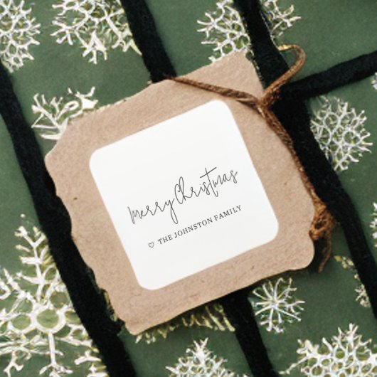 Minimalistisch kerst met kerst zwart wit vierkante sticker