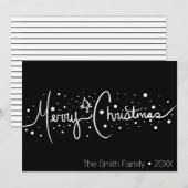 Minimalistisch kerst met vrolijke kersthand geteke feestdagenkaart (Voorkant / Achterkant)