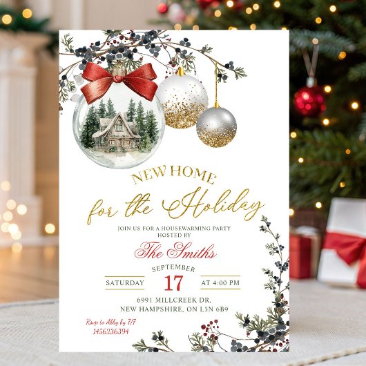 Minimalistisch Kerst Ornament Housewarming Feest Kaart