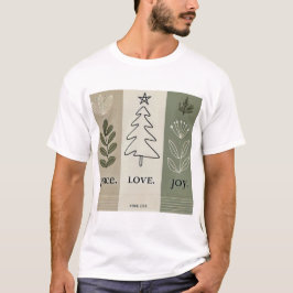 Minimalistisch kerstboom T-shirt - Vrede. Liefs. J