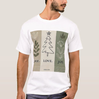 Minimalistisch kerstboom T-shirt - Vrede. Liefs. J