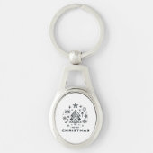 Minimalistisch kerstboom vrolijk kerstontwerp sleutelhanger (Voorkant)