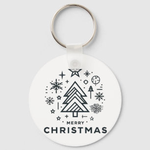 Minimalistisch kerstboom vrolijk kerstontwerp sleutelhanger