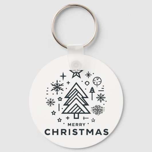Minimalistisch kerstboom vrolijk kerstontwerp sleutelhanger (Voorkant)