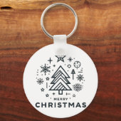 Minimalistisch kerstboom vrolijk kerstontwerp sleutelhanger (Achterkant)