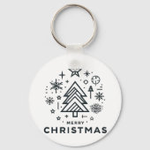 Minimalistisch kerstboom vrolijk kerstontwerp sleutelhanger (Achterkant)