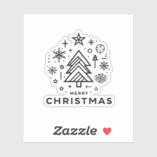 Minimalistisch kerstboom vrolijk kerstontwerp sticker
