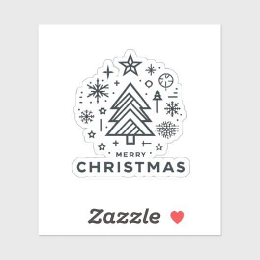 Minimalistisch kerstboom vrolijk kerstontwerp sticker (Vel)