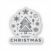 Minimalistisch kerstboom vrolijk kerstontwerp sticker (Voorkant)