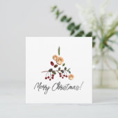 Minimalistisch kerstboombladerblad met prettige fe feestdagenkaart (Staand voorkant)