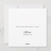 Minimalistisch kerstboombladerblad met prettige fe feestdagenkaart (Achterkant)