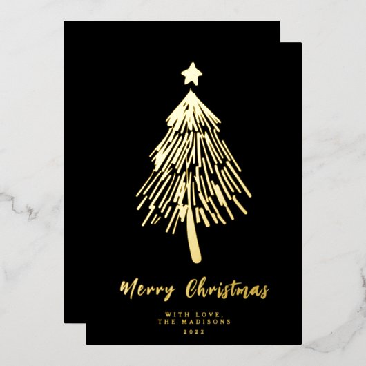 Minimalistisch kerstboomfeest Folie Kaart feestdag (Voorkant / Achterkant)