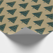 Minimalistisch kerstboompatroon in goud en donker cadeaupapier (Hoek)