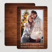 Minimalistisch kerstcadeaufotohout met prettig ker feestdagenkaart (Voorkant / Achterkant)