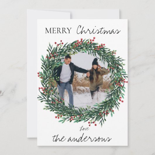 Minimalistisch kerstcadeautje met vrolijk kerstfee feestdagenkaart (Voorkant)