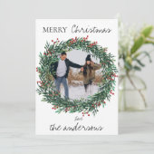 Minimalistisch kerstcadeautje met vrolijk kerstfee feestdagenkaart (Staand voorkant)