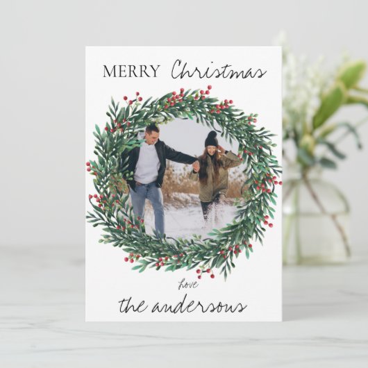 Minimalistisch kerstcadeautje met vrolijk kerstfee feestdagenkaart (Staand voorkant)