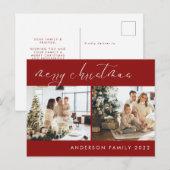 Minimalistisch kerstcadeautje | Rood Briefkaart (Voorkant / Achterkant)