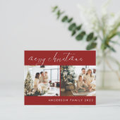 Minimalistisch kerstcadeautje | Rood Briefkaart (Staand voorkant)