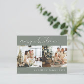 Minimalistisch kerstcadeautje | Sage Green Briefkaart (Staand voorkant)