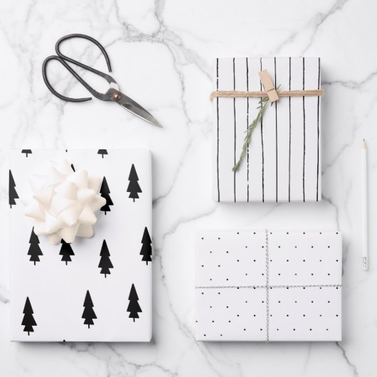 Minimalistisch kerstdennengeschenk inpakpapier vel (Voorkant)