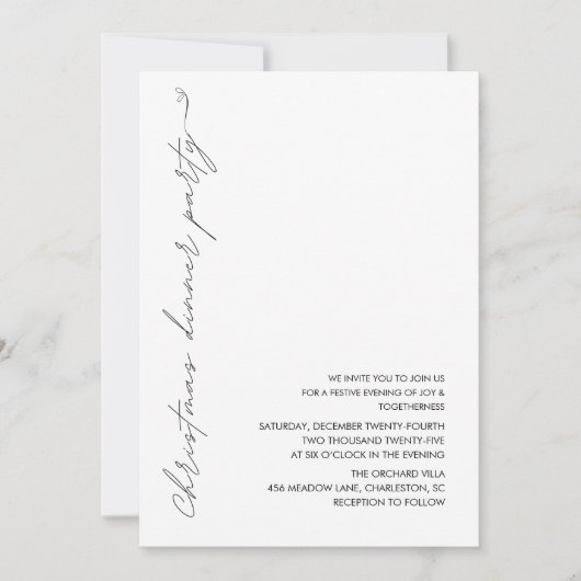 Minimalistisch kerstdiner kaart (Voorkant)