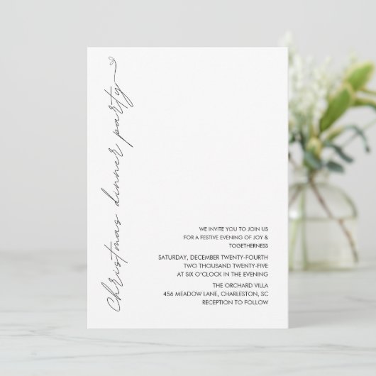 Minimalistisch kerstdiner kaart (Staand voorkant)