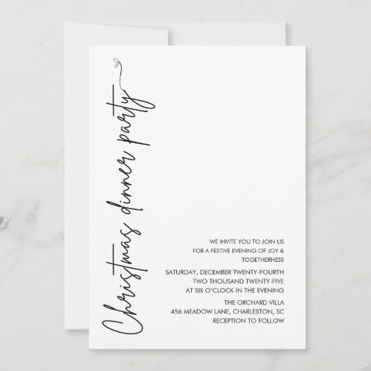 Minimalistisch kerstdiner kaart (Voorkant)