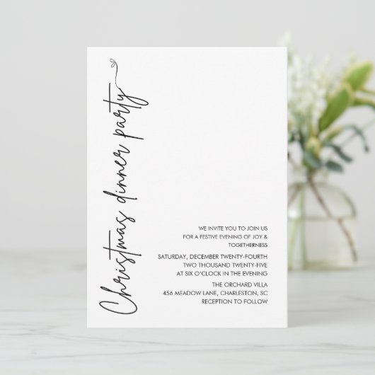 Minimalistisch kerstdiner kaart (Staand voorkant)