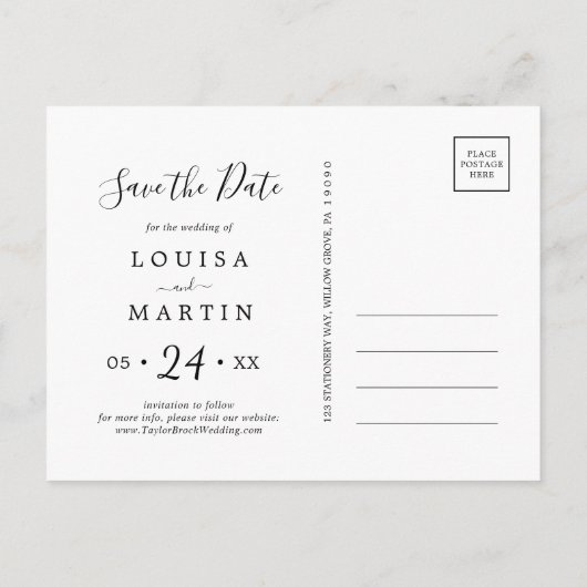 Minimalistisch kerstfeest Bespaar op datum foto Feestdagenkaart (Achterkant)