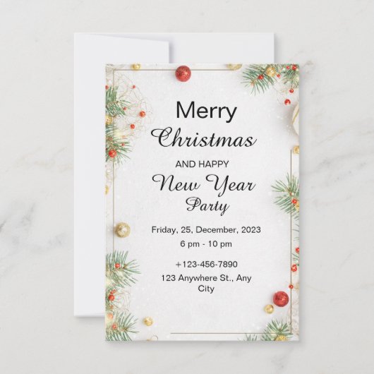 Minimalistisch kerstfeest en gelukkig nieuwjaar kaart (Voorkant)