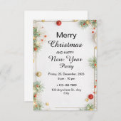 Minimalistisch kerstfeest en gelukkig nieuwjaar kaart (Voorkant / Achterkant)