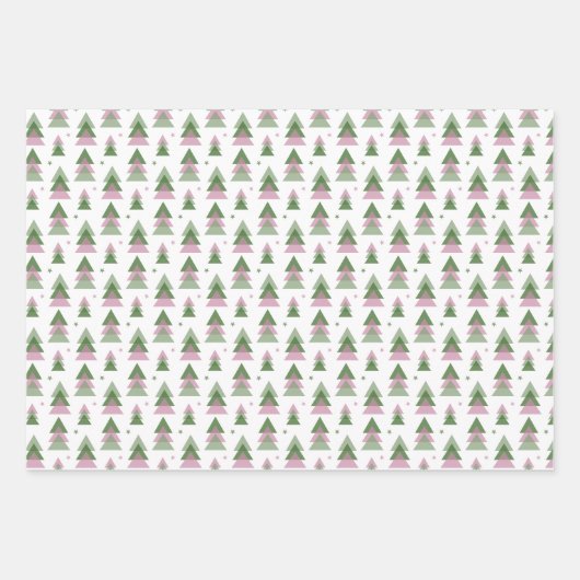 Minimalistisch Kerstfeest in Roze & Groen Inpakpapier Vel (Voorkant)