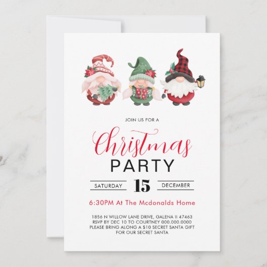 Minimalistisch kerstfeest kerstgnoom kaart (Voorkant)