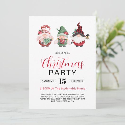 Minimalistisch kerstfeest kerstgnoom kaart (Staand voorkant)