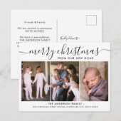 Minimalistisch kerstfeest met drie foto's aankondigingskaart (Voorkant / Achterkant)