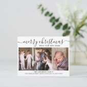 Minimalistisch kerstfeest met drie foto's aankondigingskaart (Staand voorkant)