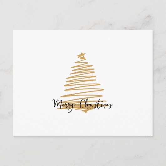 Minimalistisch kerstfeest met gouden kerstboom briefkaart (Voorkant)