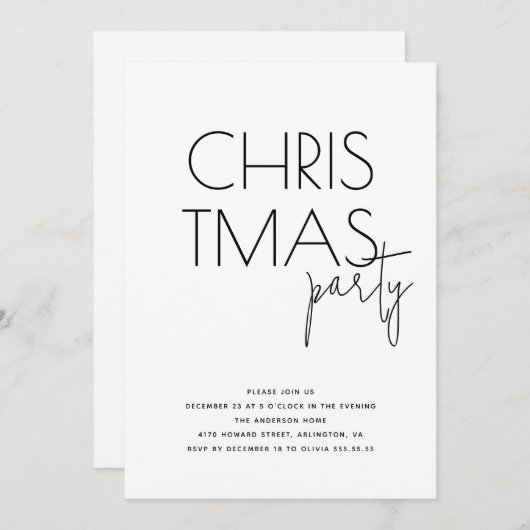 Minimalistisch kerstfeest | Moderne bijeenkomst Feestdagenkaart (Voorkant / Achterkant)