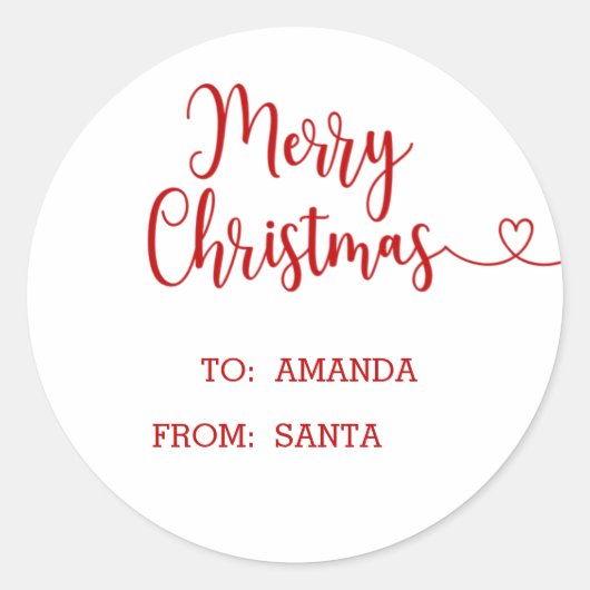 Minimalistisch kerstfeest ronde sticker (Voorkant)