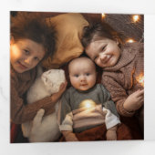 Minimalistisch kerstfeest toen waren er drie gezin drieluik wenskaart (Binnenzijde eerst)