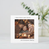 Minimalistisch kerstfeest toen waren er drie gezin feestdagenkaart (Staand voorkant)