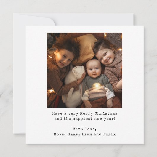 Minimalistisch kerstfeest toen waren er drie gezin feestdagenkaart (Achterkant)