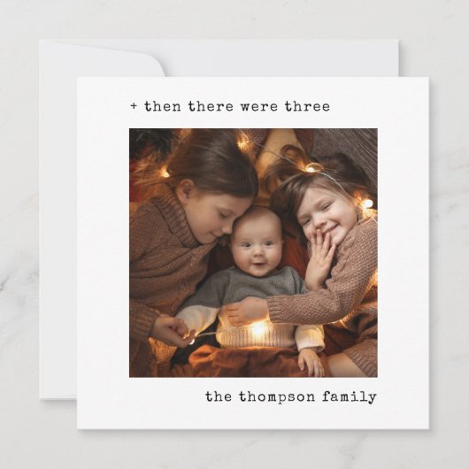 Minimalistisch kerstfeest toen waren er drie gezin feestdagenkaart (Voorkant)