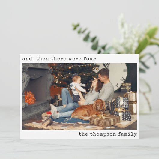 Minimalistisch kerstfeest toen waren er drie gezin feestdagenkaart (Staand voorkant)