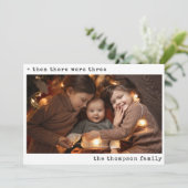 Minimalistisch kerstfeest toen waren er drie gezin feestdagenkaart (Staand voorkant)